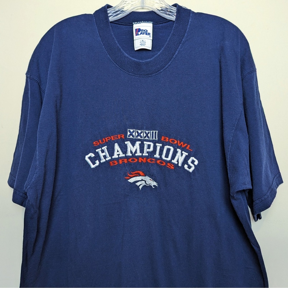 Vtg Super Bowl XXXII‎ 32 Champions 1998 Denver Broncos Pro Player NFL Shirt XL - Picture 2 of 5